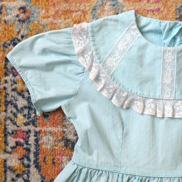 Fruit of the Loom 60's Vintage Rare Bib Collar Babydoll Dress Baby Blue 2T - Picture 3 of 13